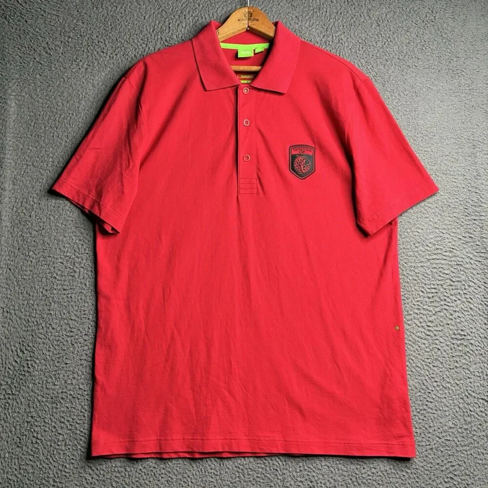 Hugo Boss Polo Shirt Mens Large Tavistock Cup Champions Red Lightweight